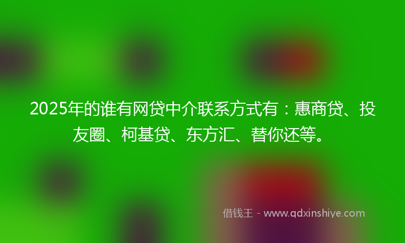 2025年的谁有网贷中介联系方式有：惠商贷、投友圈、柯基贷、东方汇、替你还等。