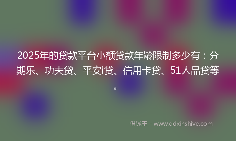 2025年的贷款平台小额贷款年龄限制多少有：分期乐、功夫贷、平安i贷、信用卡贷、51人品贷等。