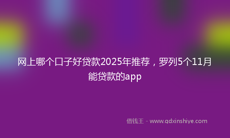 网上哪个口子好贷款2025年推荐，罗列5个11月能贷款的app