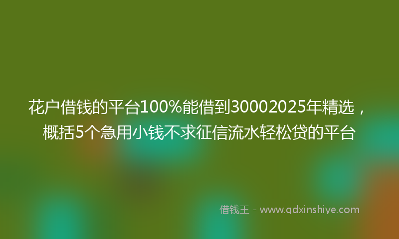 花户借钱的平台100%能借到30002025年精选，概括5个急用小钱不求征信流水轻松贷的平台