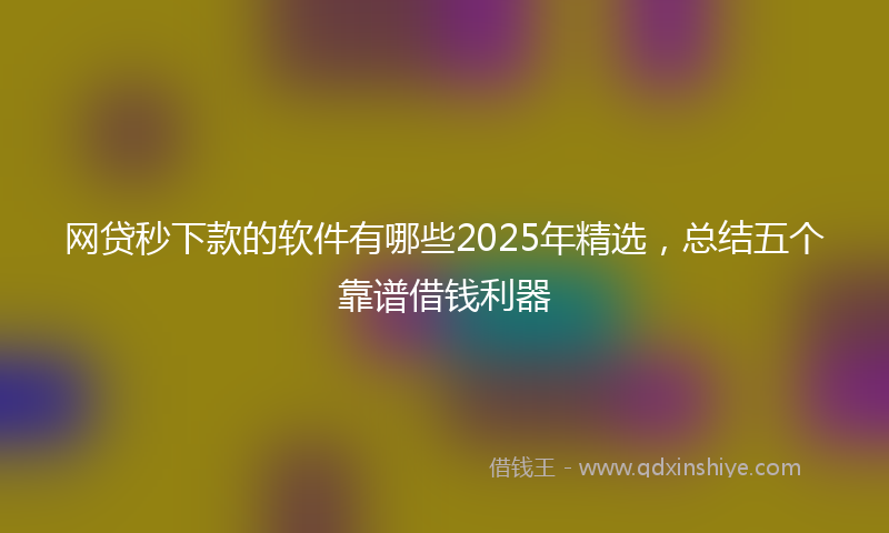 网贷秒下款的软件有哪些2025年精选，总结五个靠谱借钱利器