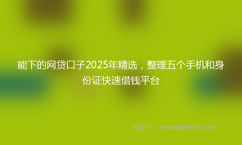 能下的网贷口子2025年精选，整理五个手机和身份证快速借钱平台