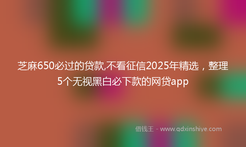 芝麻650必过的贷款,不看征信2025年精选，整理5个无视黑白必下款的网贷app