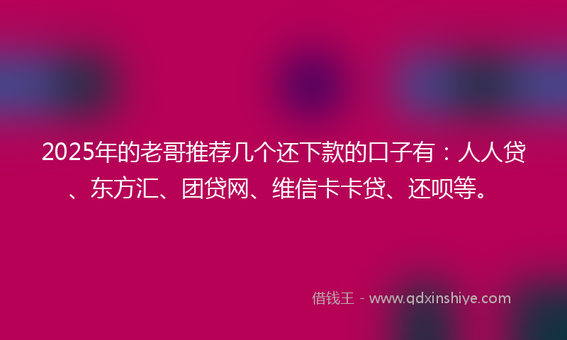 2025年的老哥推荐几个还下款的口子有：人人贷、东方汇、团贷网、维信卡卡贷、还呗等。