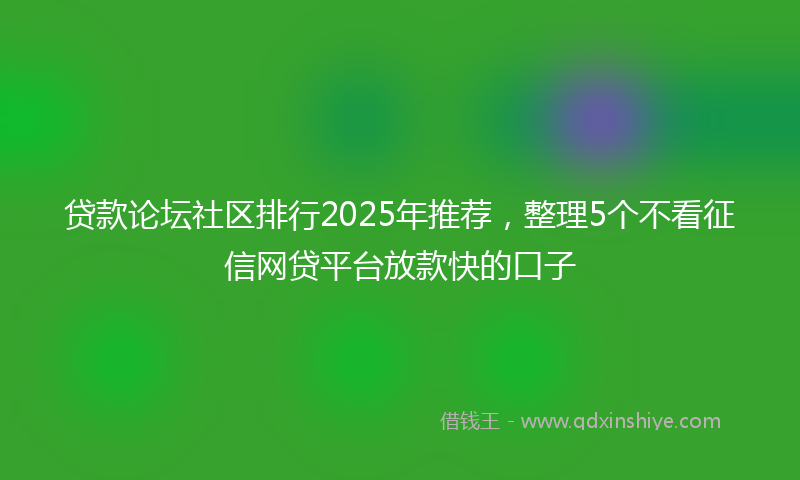 贷款论坛社区排行2025年推荐，整理5个不看征信网贷平台放款快的口子