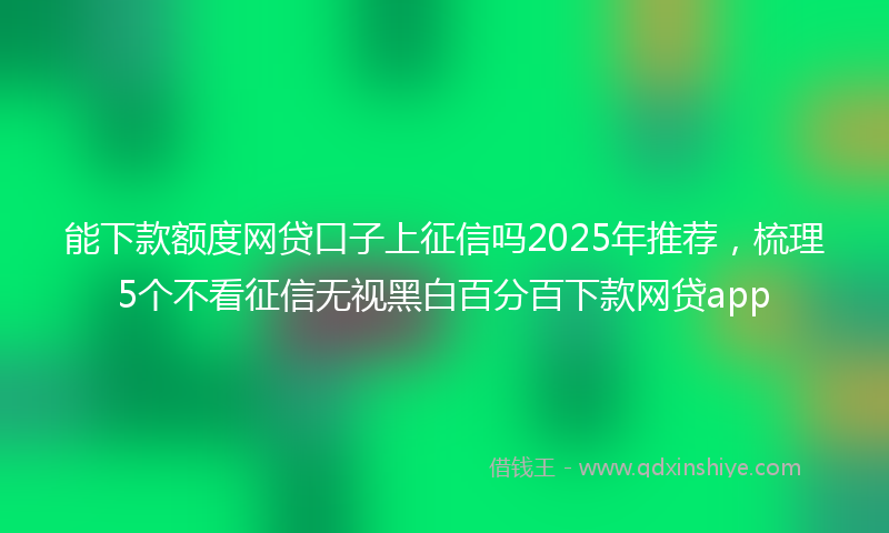 能下款额度网贷口子上征信吗2025年推荐，梳理5个不看征信无视黑白百分百下款网贷app