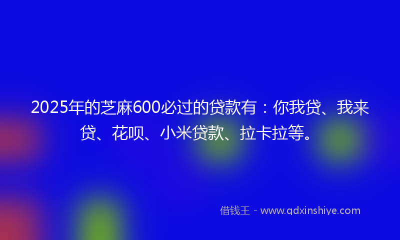 2025年的芝麻600必过的贷款有：你我贷、我来贷、花呗、小米贷款、拉卡拉等。