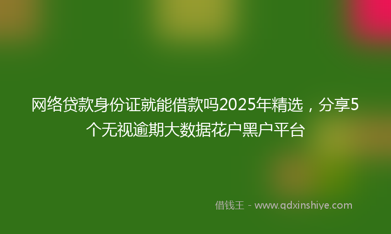 网络贷款身份证就能借款吗2025年精选，分享5个无视逾期大数据花户黑户平台