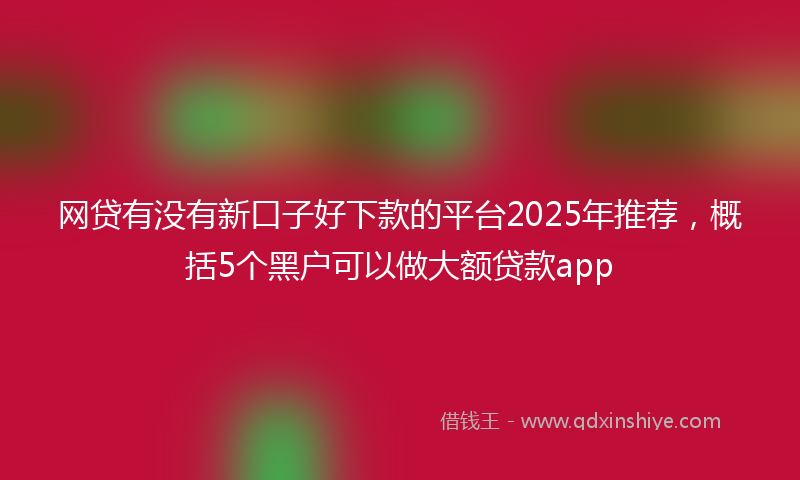 网贷有没有新口子好下款的平台2025年推荐，概括5个黑户可以做大额贷款app