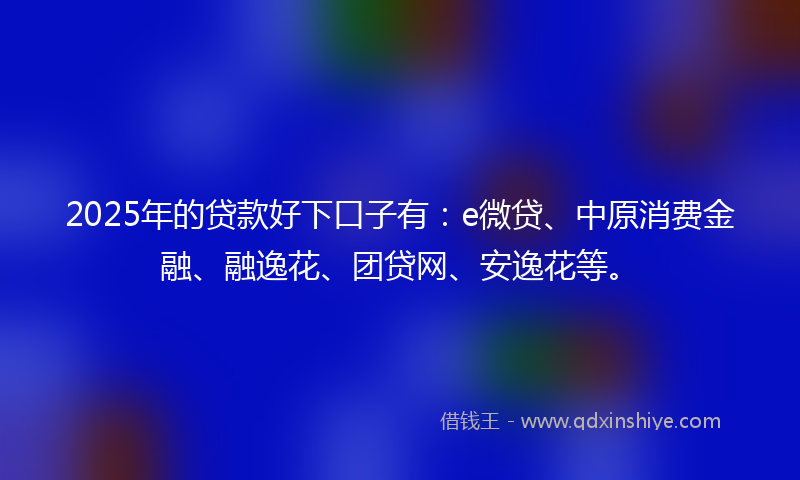 2025年的贷款好下口子有：e微贷、中原消费金融、融逸花、团贷网、安逸花等。