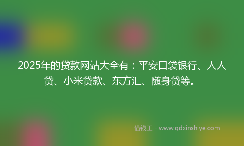 2025年的贷款网站大全有：平安口袋银行、人人贷、小米贷款、东方汇、随身贷等。