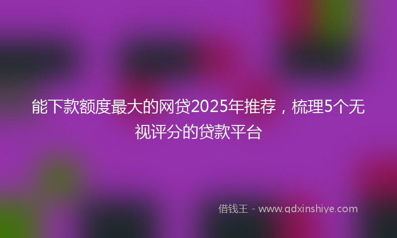 能下款额度最大的网贷2025年推荐，梳理5个无视评分的贷款平台