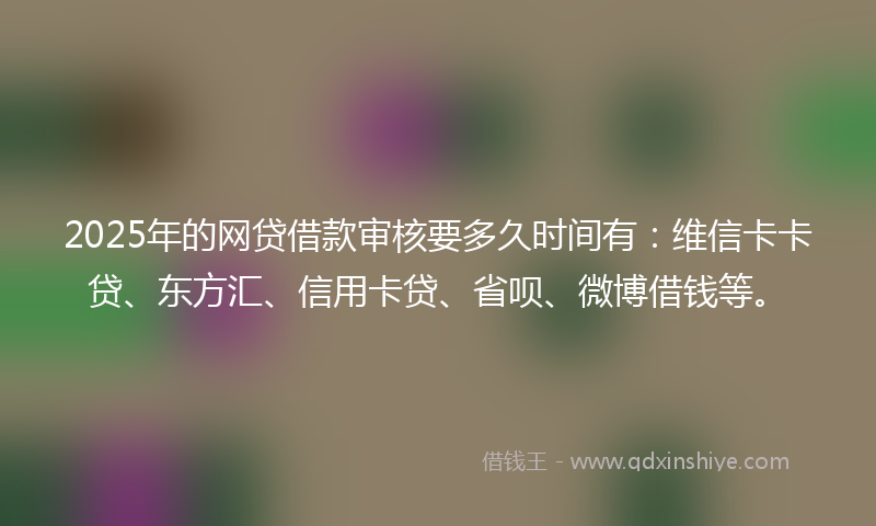 2025年的网贷借款审核要多久时间有：维信卡卡贷、东方汇、信用卡贷、省呗、微博借钱等。
