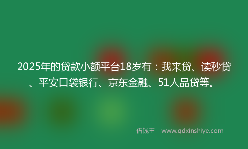 2025年的贷款小额平台18岁有：我来贷、读秒贷、平安口袋银行、京东金融、51人品贷等。