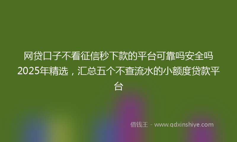 网贷口子不看征信秒下款的平台可靠吗安全吗2025年精选，汇总五个不查流水的小额度贷款平台