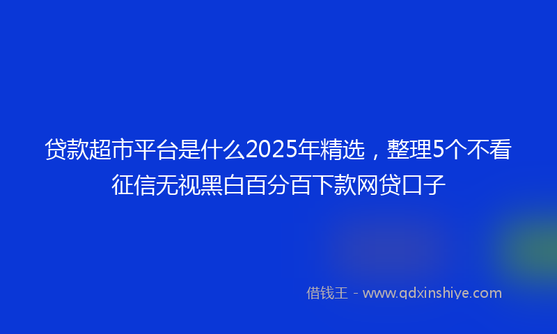 贷款超市平台是什么2025年精选，整理5个不看征信无视黑白百分百下款网贷口子