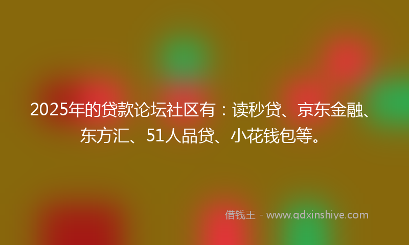 2025年的贷款论坛社区有：读秒贷、京东金融、东方汇、51人品贷、小花钱包等。