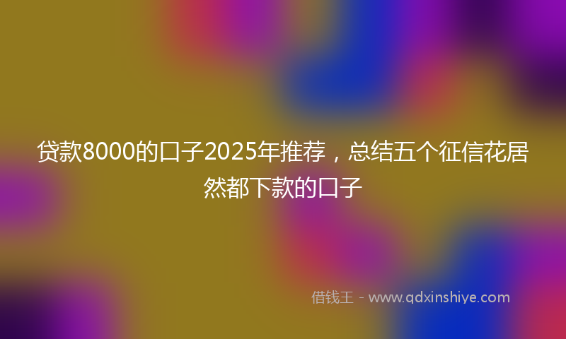 贷款8000的口子2025年推荐，总结五个征信花居然都下款的口子