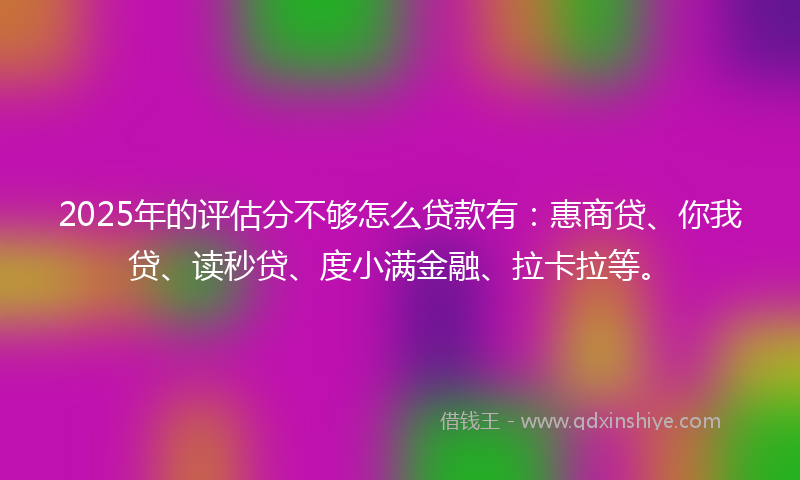 2025年的评估分不够怎么贷款有：惠商贷、你我贷、读秒贷、度小满金融、拉卡拉等。