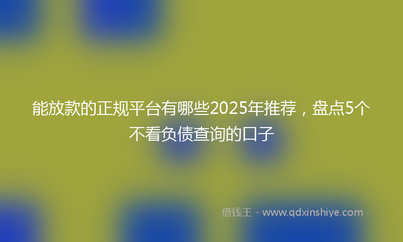 能放款的正规平台有哪些2025年推荐，盘点5个不看负债查询的口子