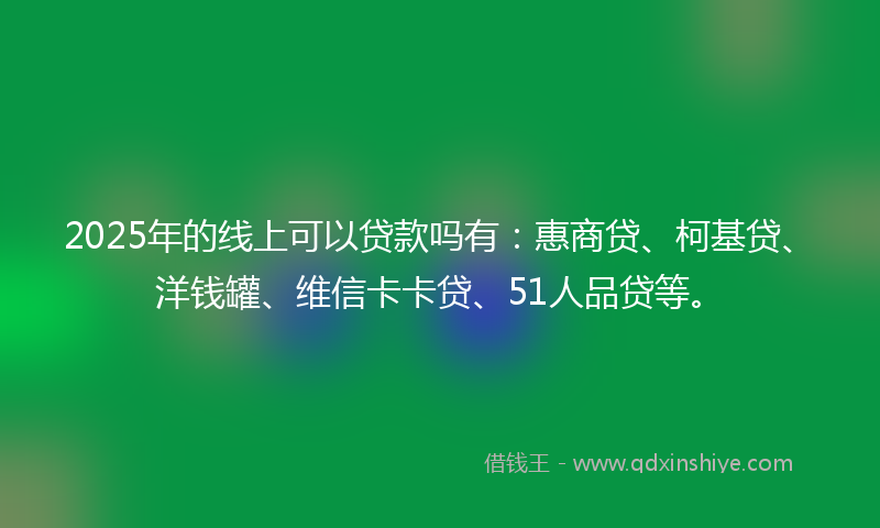 2025年的线上可以贷款吗有：惠商贷、柯基贷、洋钱罐、维信卡卡贷、51人品贷等。
