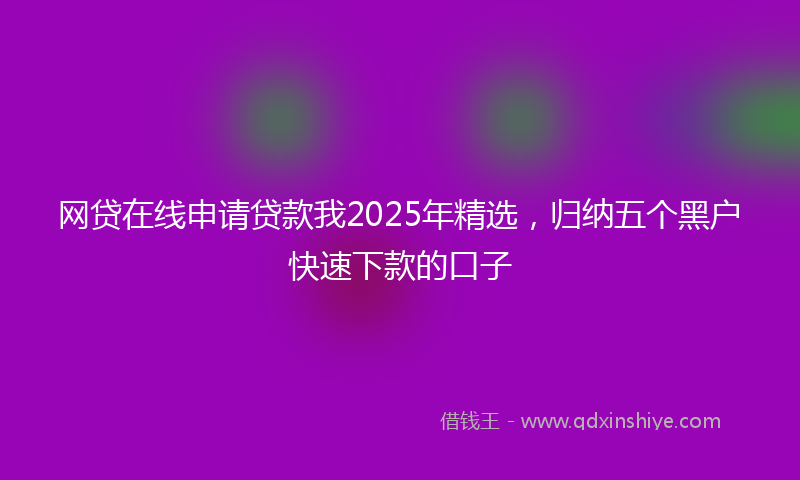 网贷在线申请贷款我2025年精选，归纳五个黑户快速下款的口子