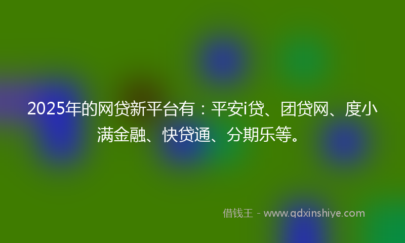 2025年的网贷新平台有：平安i贷、团贷网、度小满金融、快贷通、分期乐等。