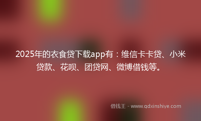 2025年的衣食贷下载app有：维信卡卡贷、小米贷款、花呗、团贷网、微博借钱等。