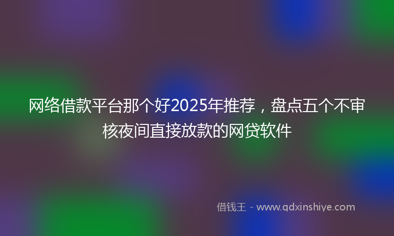 网络借款平台那个好2025年推荐，盘点五个不审核夜间直接放款的网贷软件