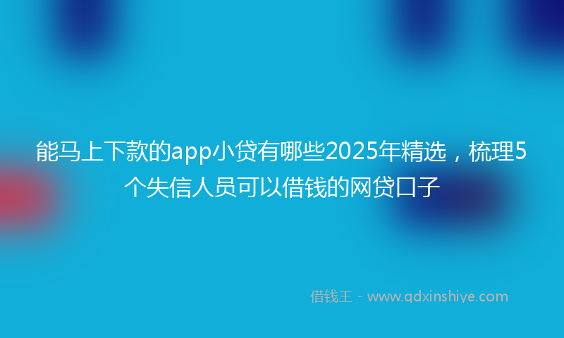 能马上下款的app小贷有哪些2025年精选，梳理5个失信人员可以借钱的网贷口子