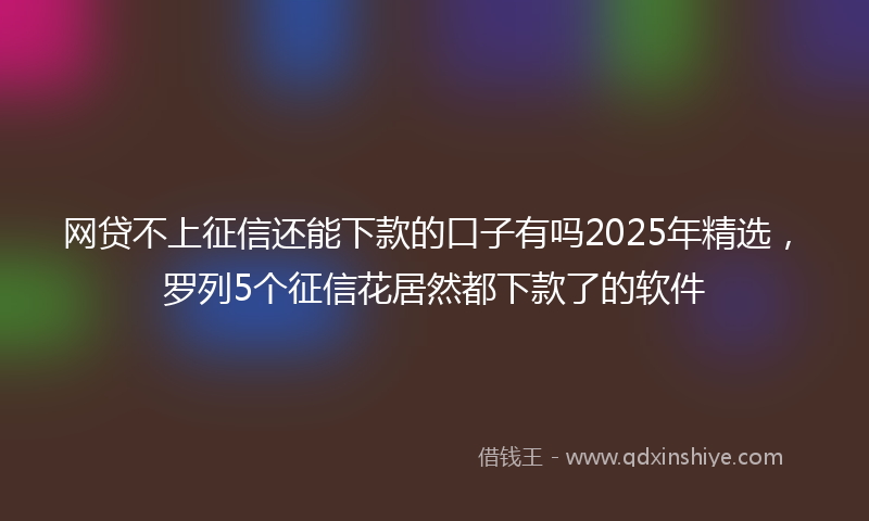 网贷不上征信还能下款的口子有吗2025年精选，罗列5个征信花居然都下款了的软件