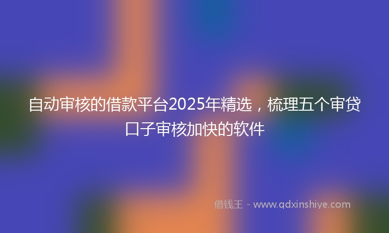 自动审核的借款平台2025年精选，梳理五个审贷口子审核加快的软件