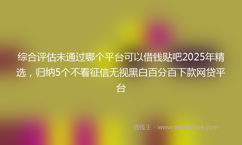 综合评估未通过哪个平台可以借钱贴吧2025年精选，归纳5个不看征信无视黑白百分百下款网贷平台