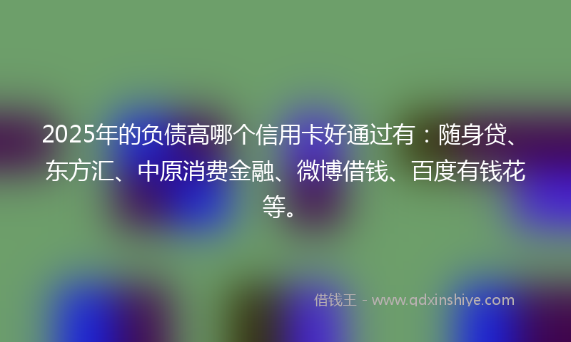 2025年的负债高哪个信用卡好通过有：随身贷、东方汇、中原消费金融、微博借钱、百度有钱花等。