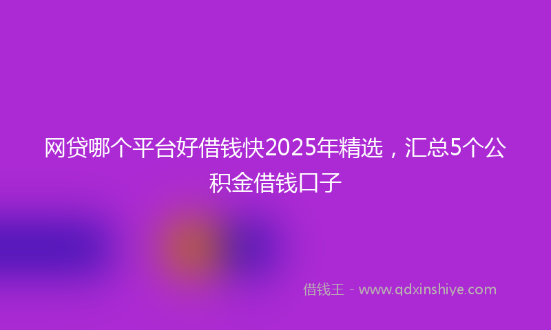 网贷哪个平台好借钱快2025年精选，汇总5个公积金借钱口子