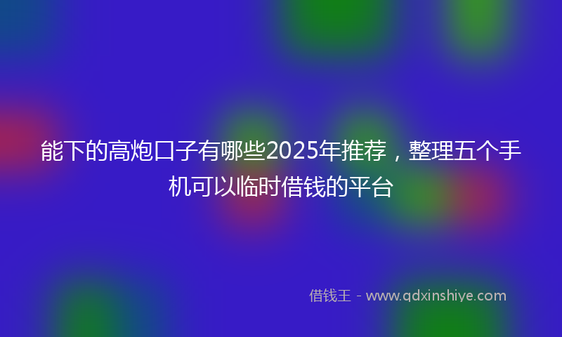 能下的高炮口子有哪些2025年推荐，整理五个手机可以临时借钱的平台