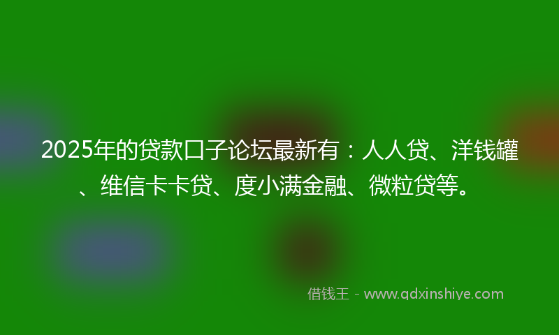 2025年的贷款口子论坛最新有：人人贷、洋钱罐、维信卡卡贷、度小满金融、微粒贷等。