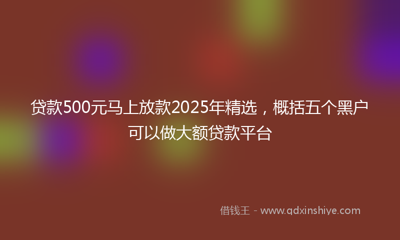 贷款500元马上放款2025年精选，概括五个黑户可以做大额贷款平台