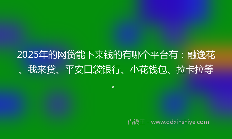 2025年的网贷能下来钱的有哪个平台有：融逸花、我来贷、平安口袋银行、小花钱包、拉卡拉等。