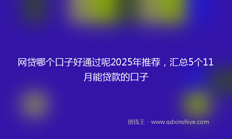 网贷哪个口子好通过呢2025年推荐，汇总5个11月能贷款的口子