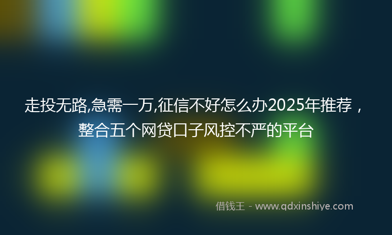 走投无路,急需一万,征信不好怎么办2025年推荐，整合五个网贷口子风控不严的平台
