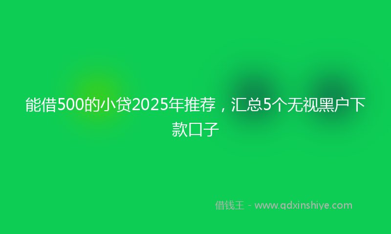能借500的小贷2025年推荐，汇总5个无视黑户下款口子