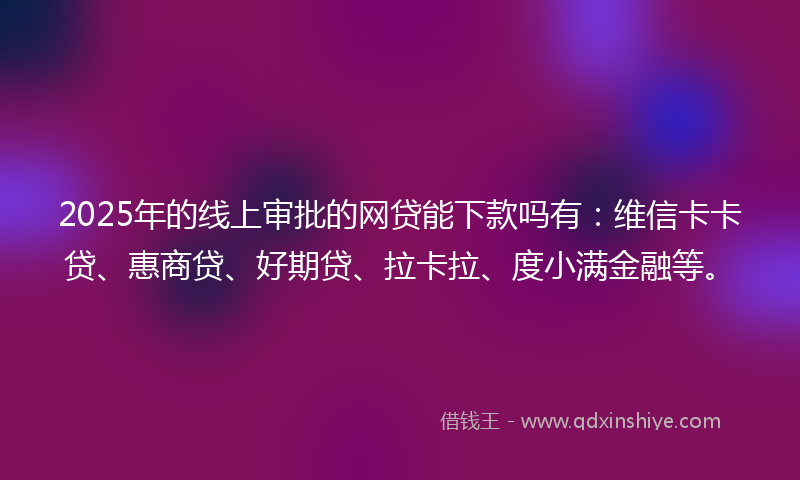2025年的线上审批的网贷能下款吗有：维信卡卡贷、惠商贷、好期贷、拉卡拉、度小满金融等。
