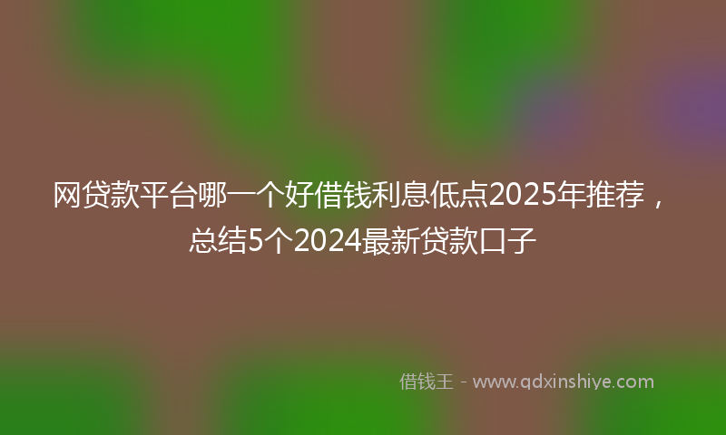 网贷款平台哪一个好借钱利息低点2025年推荐，总结5个2024最新贷款口子