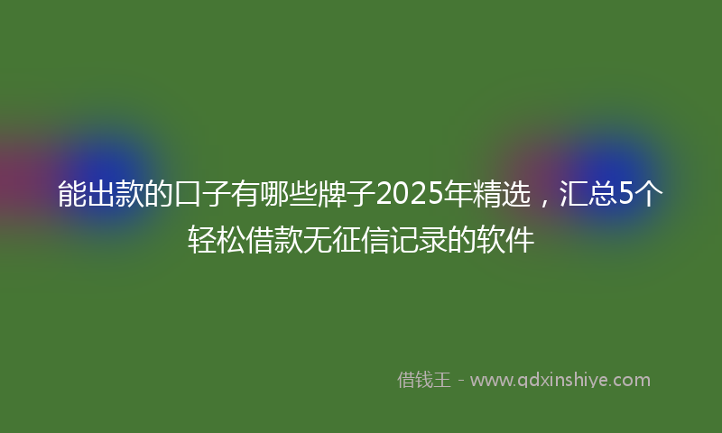 能出款的口子有哪些牌子2025年精选，汇总5个轻松借款无征信记录的软件