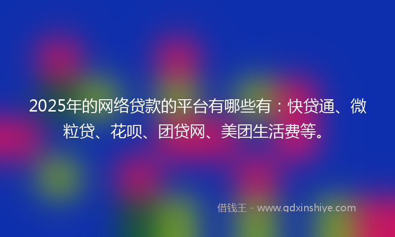 2025年的网络贷款的平台有哪些有：快贷通、微粒贷、花呗、团贷网、美团生活费等。