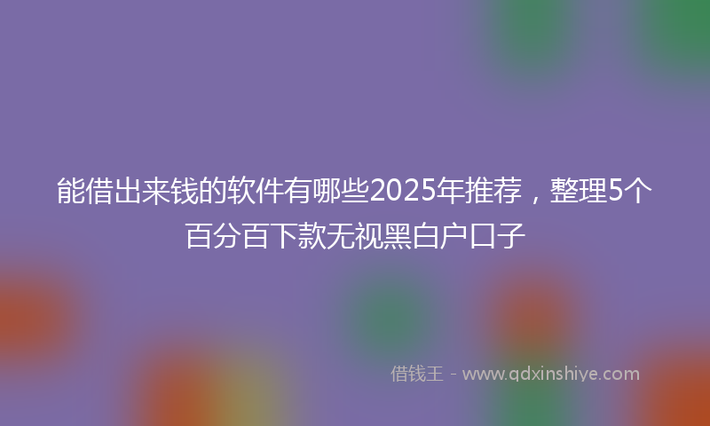 能借出来钱的软件有哪些2025年推荐，整理5个百分百下款无视黑白户口子