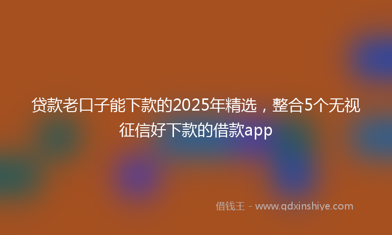 贷款老口子能下款的2025年精选，整合5个无视征信好下款的借款app