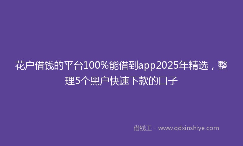 花户借钱的平台100%能借到app2025年精选，整理5个黑户快速下款的口子