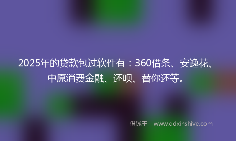 2025年的贷款包过软件有：360借条、安逸花、中原消费金融、还呗、替你还等。